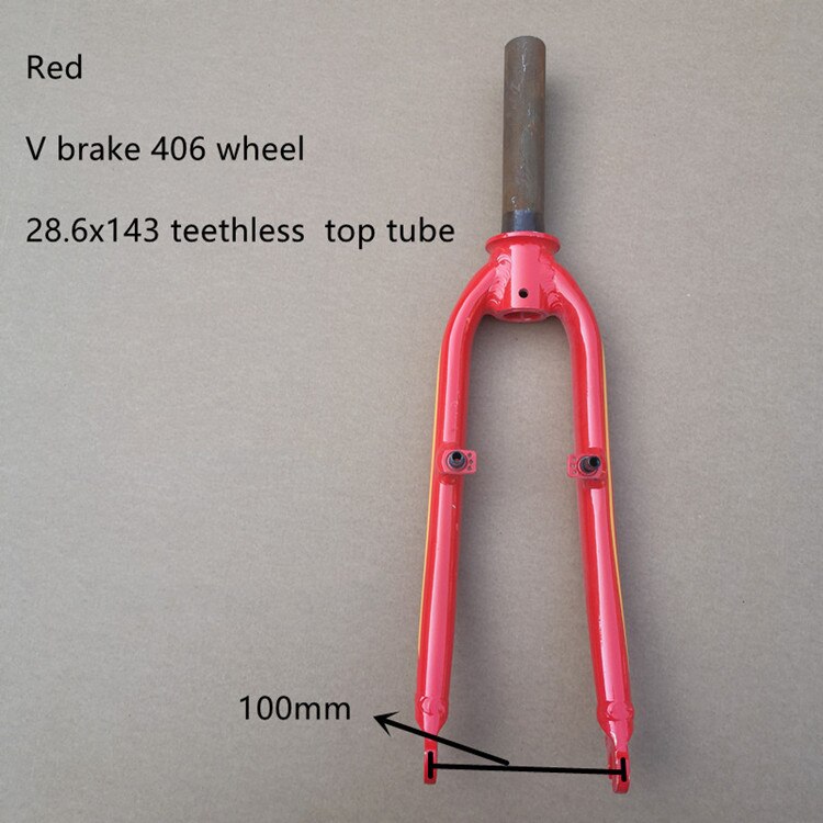Horquilla delantera para bicicleta de 20 pulgadas, 406 V, freno, horquilla dura, pequeña, ultraligera, aleación de aluminio, piezas de bicicleta: red