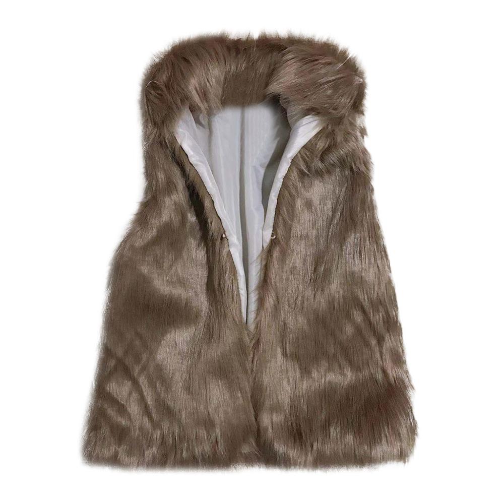 Unique femmes gilet polaire arctique hiver rayé col rond à manches longues Blouse solide dames manteaux gilet manteau femme: Coffee / L