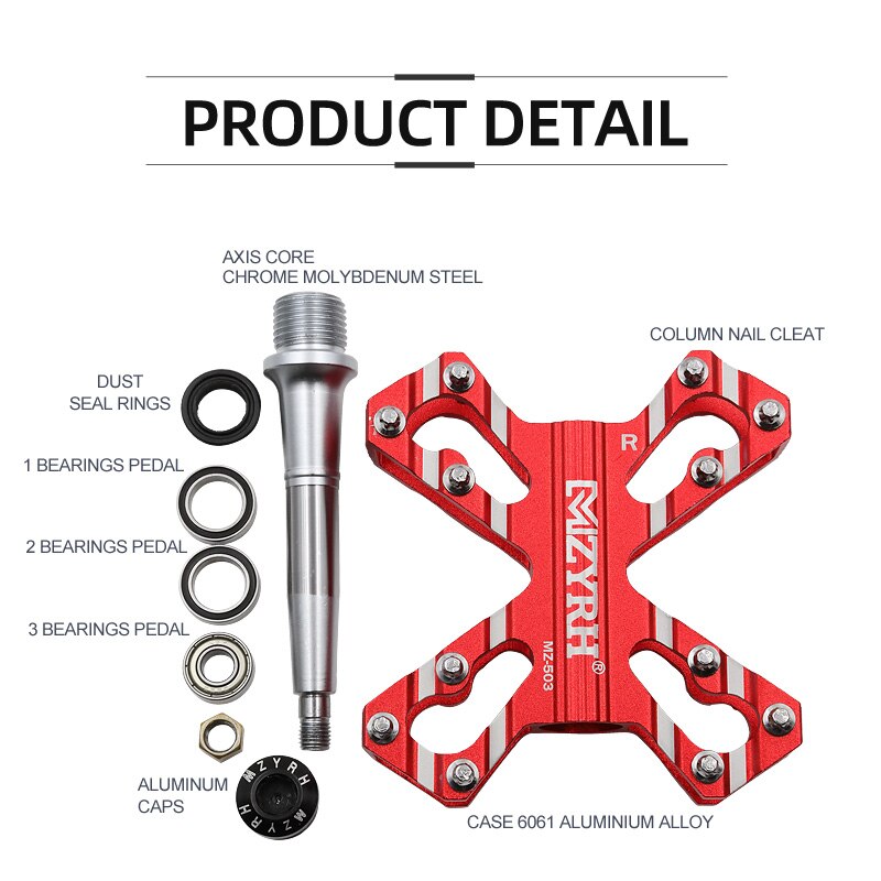 MZYRH 503 Bicycle Pedals MTB Mountain Bike 3Bearing Pedal CNC Machined Aluminum Alloy Ultralight Pedals Road Bicycle Accessories