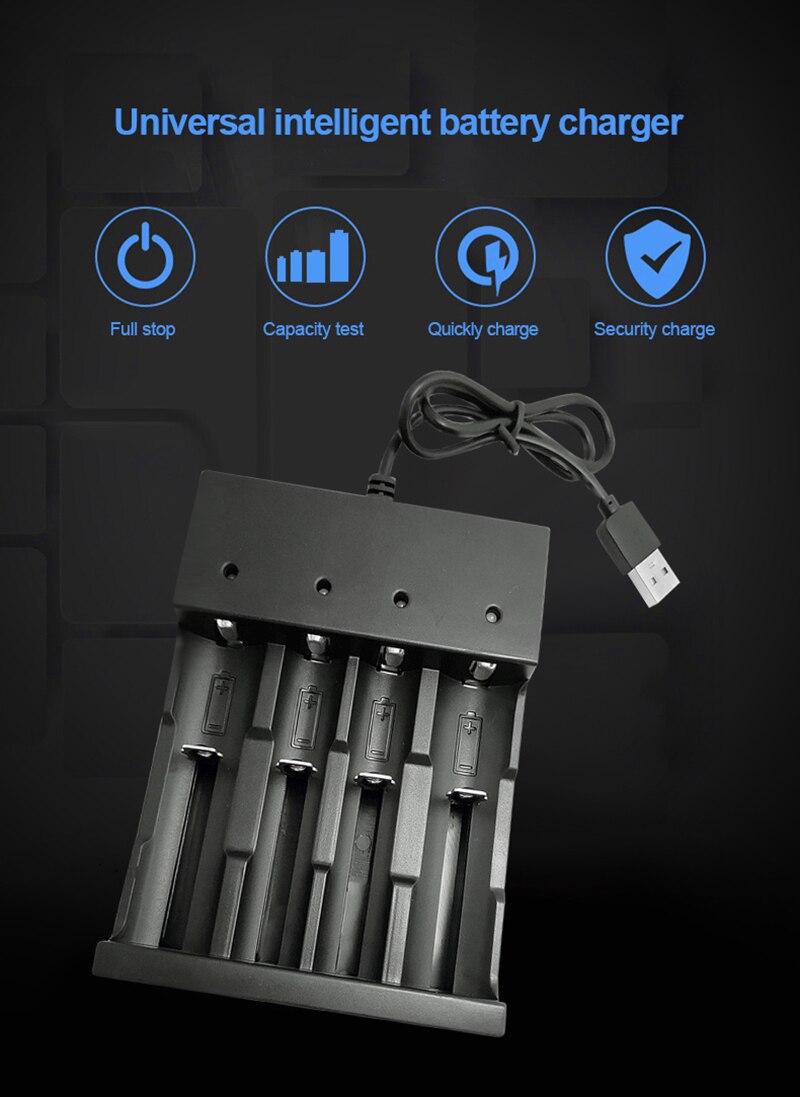 Voxlink 18650 batterilader ledet 4 spor smart frakt 26650 21700 14500 26500 22650 26700 li- ion oppladbar batterilader