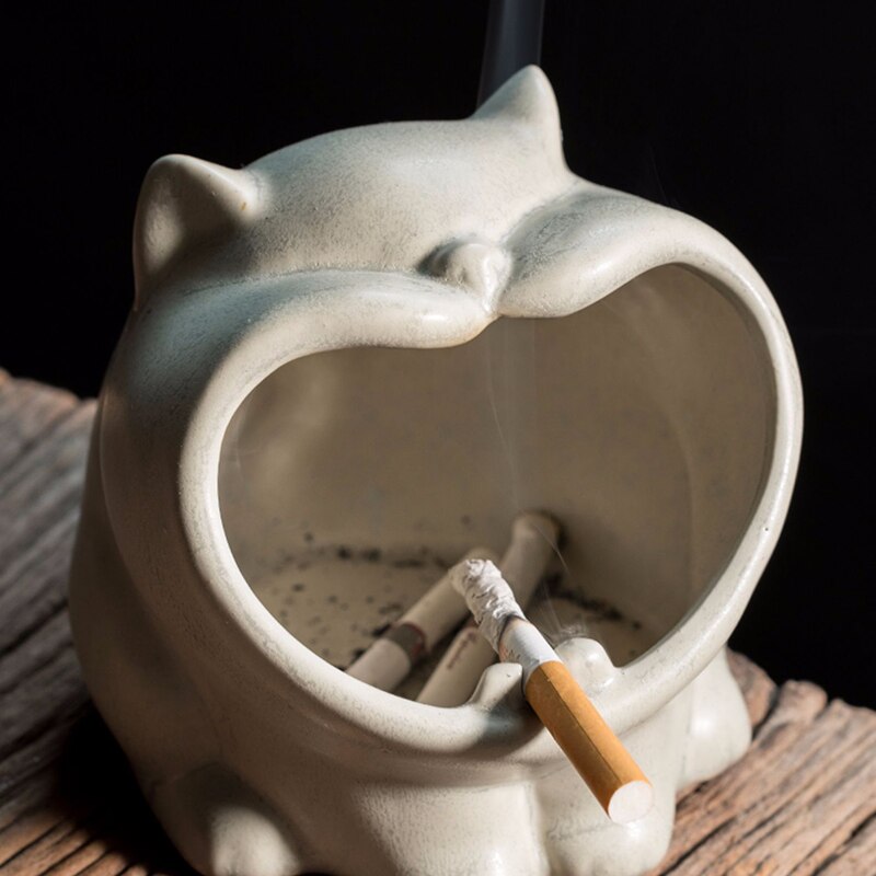 Nordic Art Retro Ceramic Small Animal Ashtray Anti-fly Ash Simple Living Room Office Ashtray Multi-functional Storage Ornaments