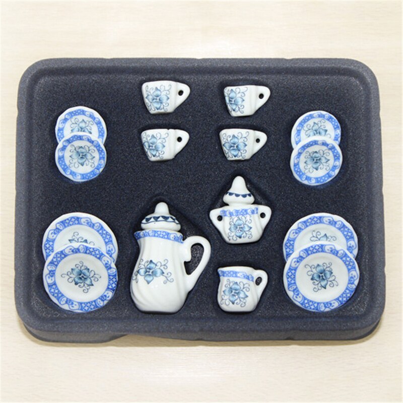 1:12 miniatur 15 stücke Porzellan Tee Tasse Set Chintz Blume Küche Geschirr Puppenhaus Möbel Spielzeug Für Kinder 19 Muster: SC0194