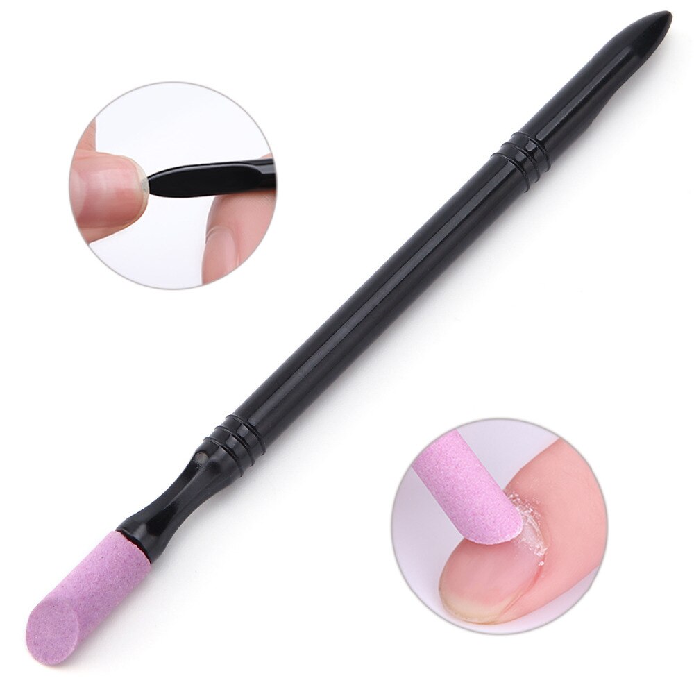 Monja 1/5Stck Nagel Kunst Dual Ende Quarz Peelings Stein Häutchen Entfernen Drücker Trimmer Toten Haut Cutter Stift Stock Manikübetreffend Pflege Werkzeug