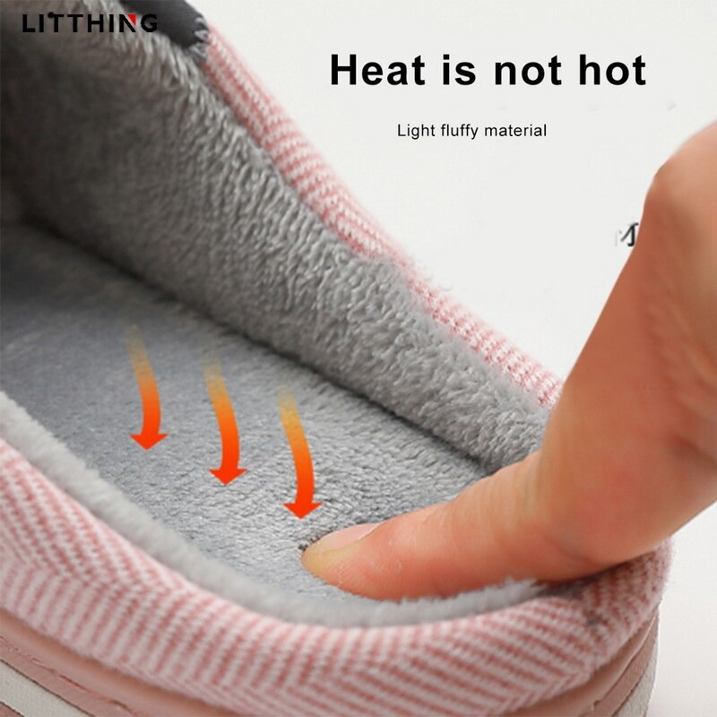 Litthing Vrouwen Winter Warm Bont Slippers Mannen Dames Jongens Meisjes Huis Schoenen Comfort Platte Hak Thuis Indoor Slaapkamer Zapatilla Mujer