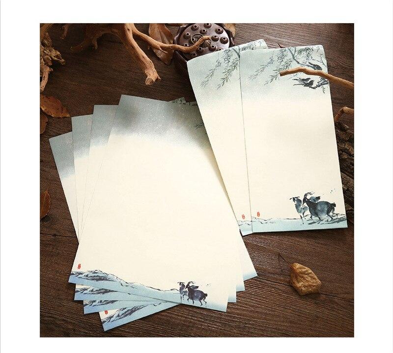6 unids/set Vintage y sobre papel de carta Set (4 de papel de carta + 2 sobres) flores para manualidades sobre papel de cartas de papelería: NO.3