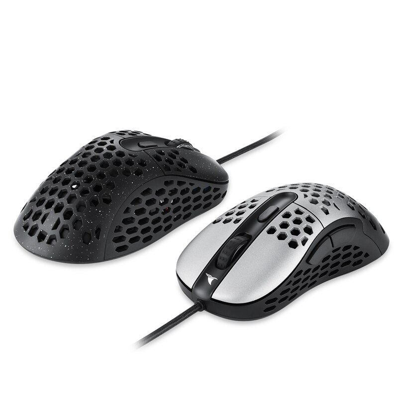 N1 Gaming Mouse Wired Computer Mouse 6400 DPI Optical Sensor Lightweight Honeycomb Shell Weave Cable Starry