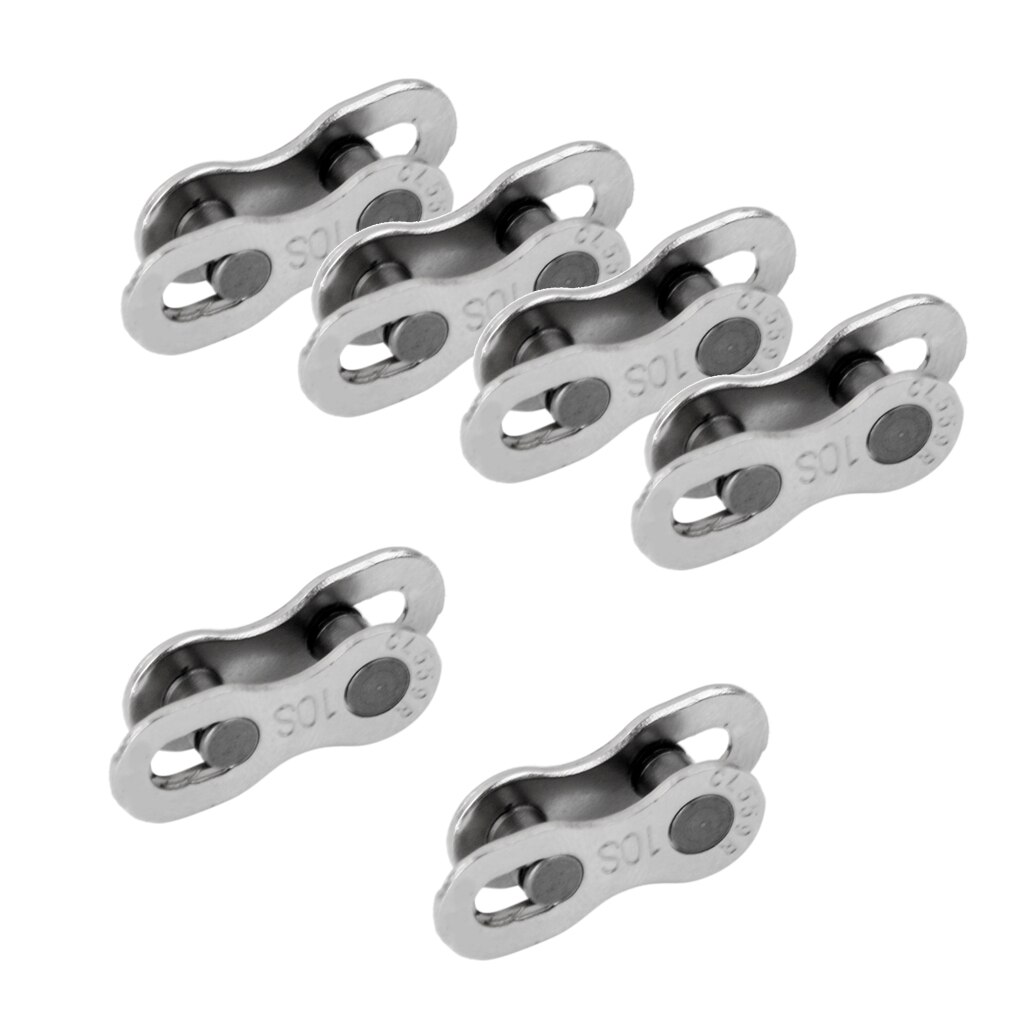 Pack 6 Bicycle Chain Link Joint Clip Connector 10 Speed Bike Chain Master Link Component Parts, Silver