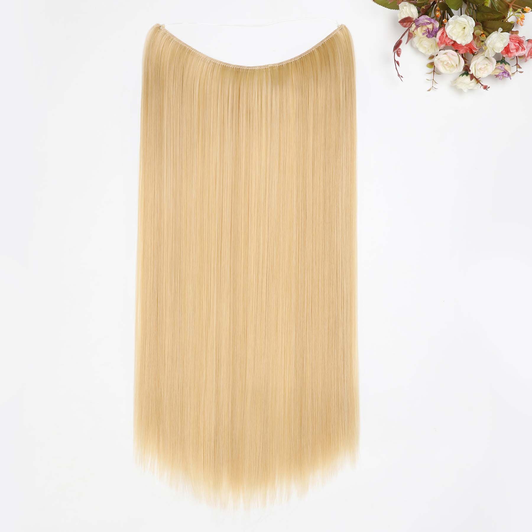 24 pouces vague Halo Extensions de cheveux Invisible Ombre Bayalage synthétique naturel secousse caché Secret fil couronne gris rose: P4 / 24