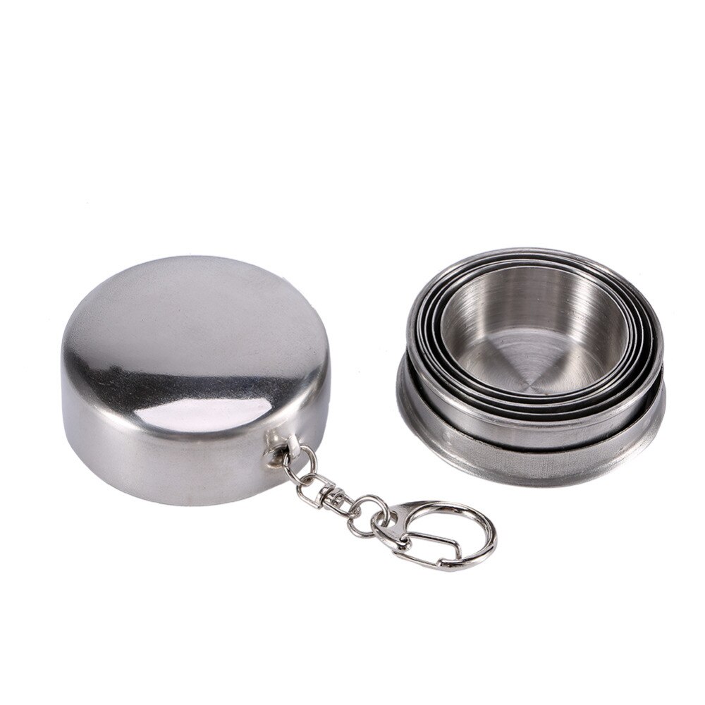 Thuis 75/140/240 ml Rvs Camping Vouwen Cup Draagbare Outdoor Sport Reizen Demontabel Inklapbare Cup Met sleutelhanger