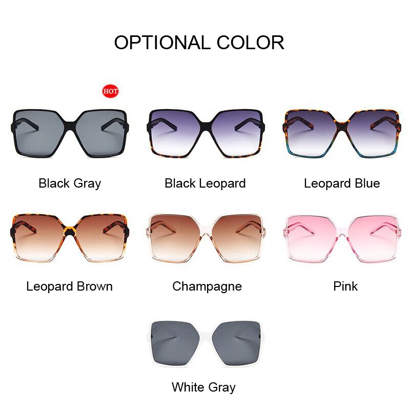 Sort firkantede overdimensionerede solbriller kvinder stor ramme farverige solbriller kvindelige spejl oculos unisex gradient hip hop nuancer