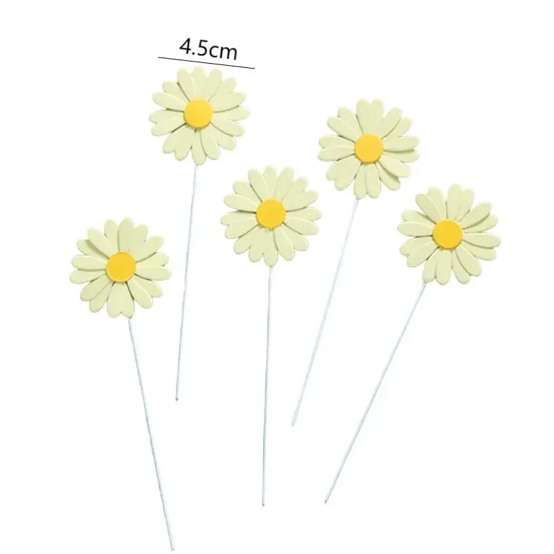 1/5 stk. kagetopper marguerit blomst sløjfe kageplugin cupcake dessertdekoration bagetilbehør fødselsdag babyshower festdekoration: Fluorescensgul