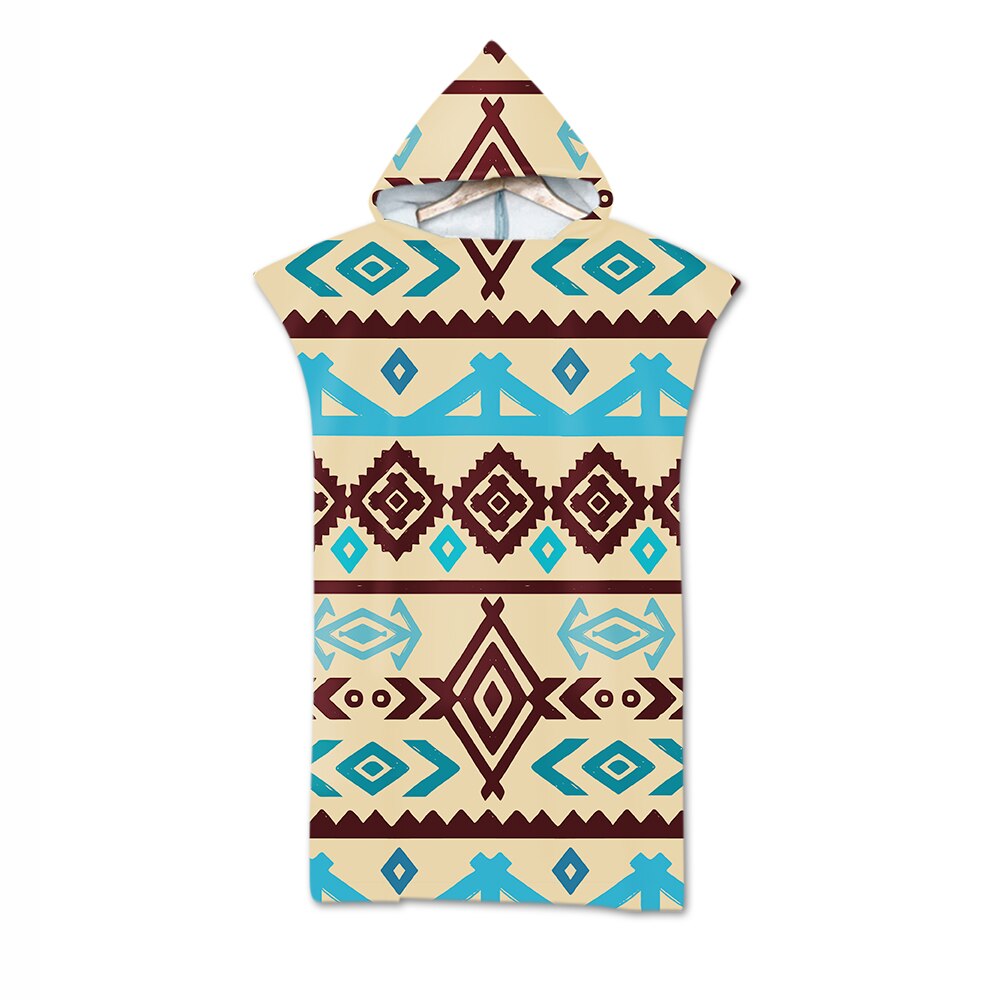 aztèque bohème géométrique Triangles Zigzags diamants rayures imprimer grand adulte Poncho à capuche piscine bain serviette de plage