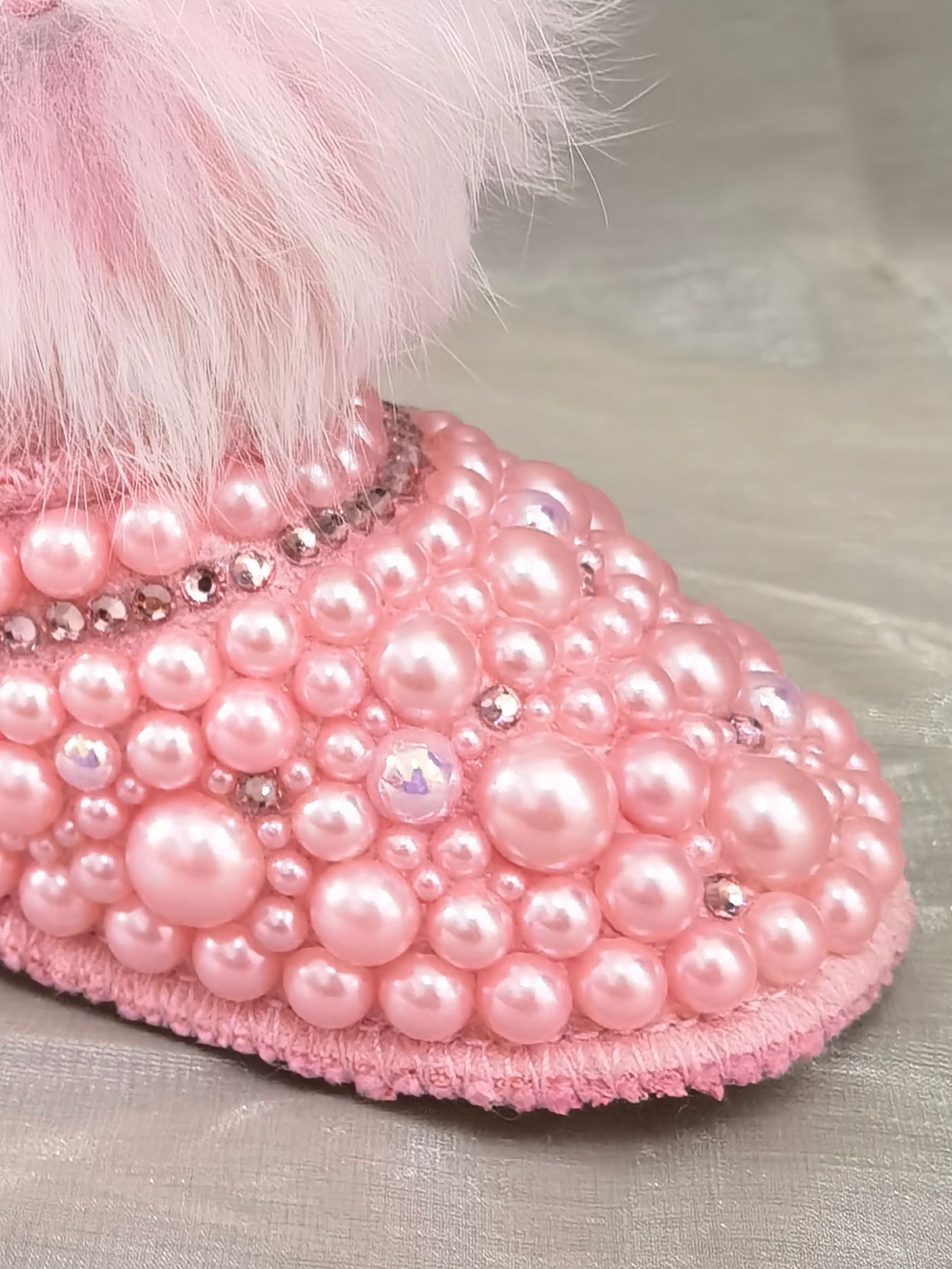 Dollbling Crystal Diamond Baby Snow Boot Warm Furry antiscivolo Bling strass perle regalo ricordo scarpe fatte a mano