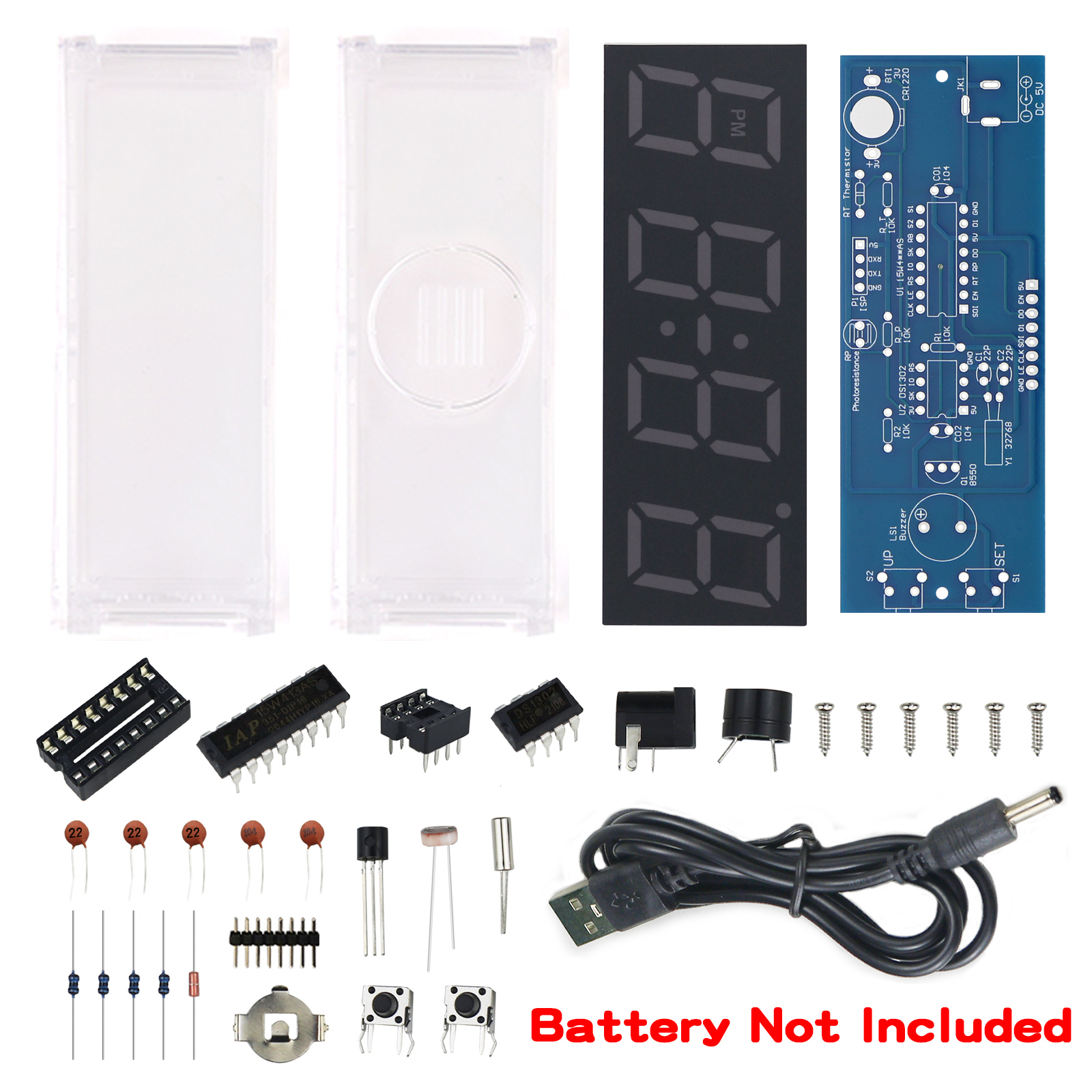 DIY Elektronik Bausatz Uhr LED Mikro Regler Bausatz Digitaluhr Zeit Licht/Licht Sinn Kontrolle Thermometer verrotten/blau/grün/weiß