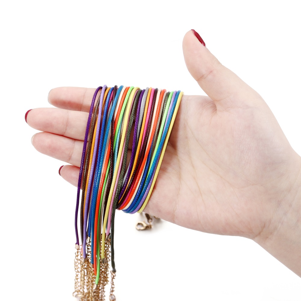 10 unids/lote 1,5mm cordón de cuero COLLAR COLGANTE con cierre cuerda trenzada ajustable para fabricación de joyería DIY collar pulsera Acces