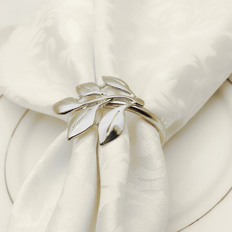 Falde blade serviet ringe guld sølv dåb armbånd metal serviet holder bryllup dåb brusebad fest indretning