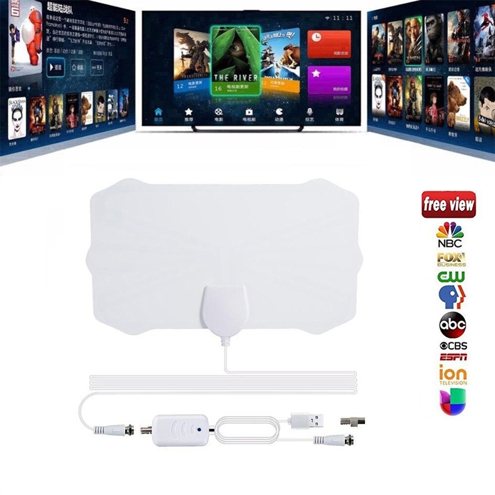 NewSky wire 200 Mile Range Antenna TV Digital HD Skylink 4K Antena Digital Indoor HDTV 1080P HD TV With Amplifier Signal Booster: Default Title