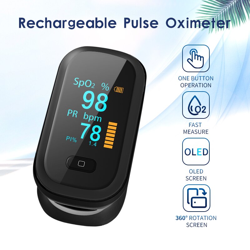 Oxímetro pulso portátil Digital del dedo Pulsoximeter la saturación de oxígeno en la sangre de SPO2 Monitor de ritmo cardíaco Oximetro de dedo