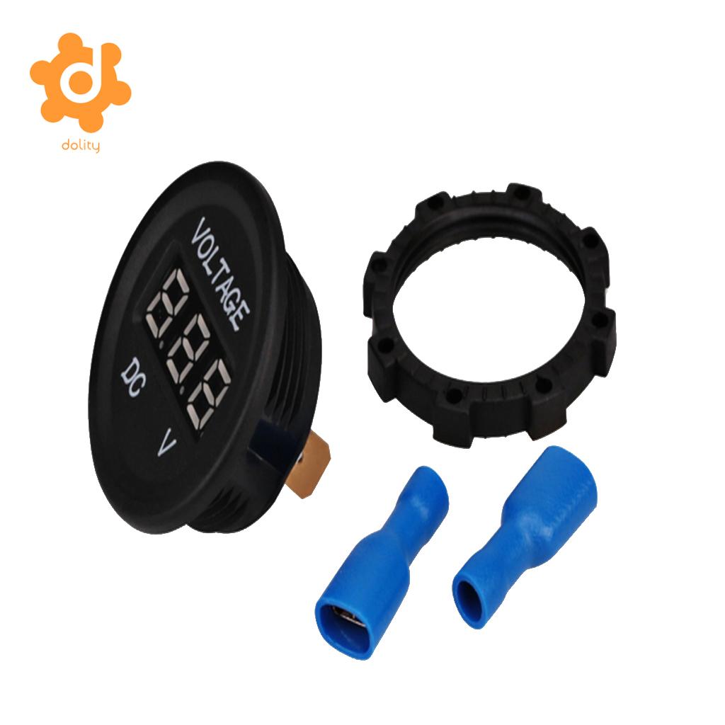 Dc 12 V-24 V Auto Motorfiets Ronde Digitale Panel Voltmeter Volt Meter Groene Led