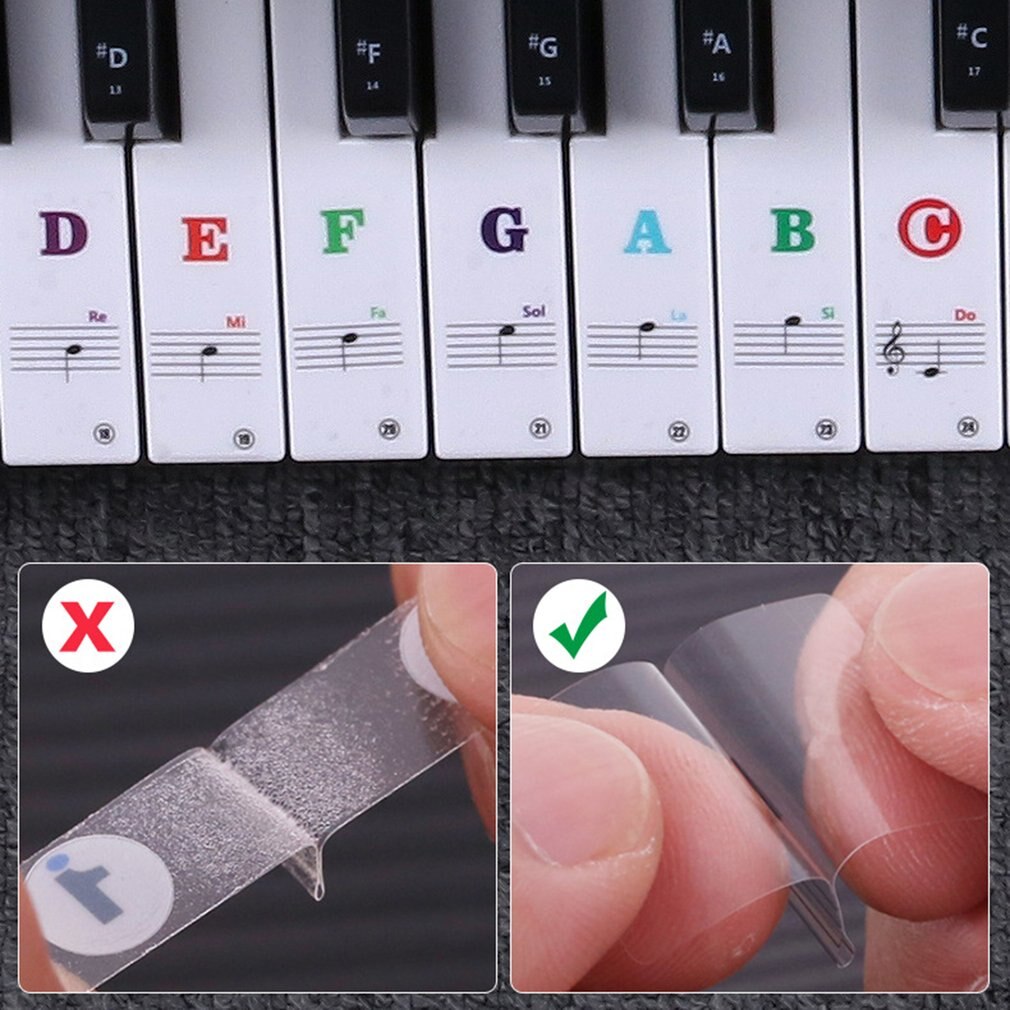 Transparent music decal notes piano keyboard stickers 54/61 or 88-key electronic piano piano spectrum sticker symbol