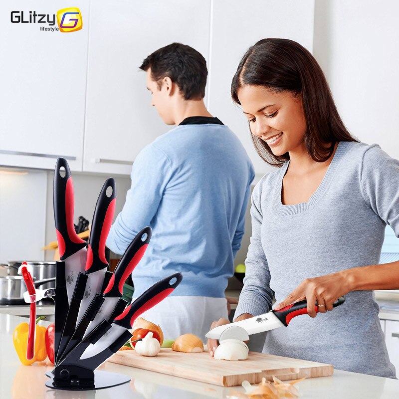 Keramik Messer Küche 3 4 5 6 Zoll Koch Utilityw Halfter Schäler Weiß Zirkonia Klinge Obst Gemüse Kochen Werkzeug 4 stück einstellen