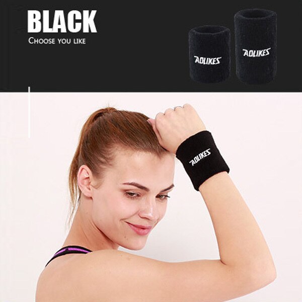 Men Women Sport Fitness Absorb Sweat Support Bracers Wrister Protector Exercise Running Power Soft Comfortable Cuff Wrist-band: Black