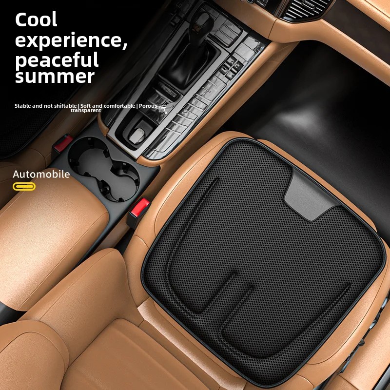 Cojín para asiento de coche, seda de hielo, transpirable, antideslizante, Interior del vehículo, conductor principal, almohadilla de ventilación de panal, Universal para las cuatro estaciones