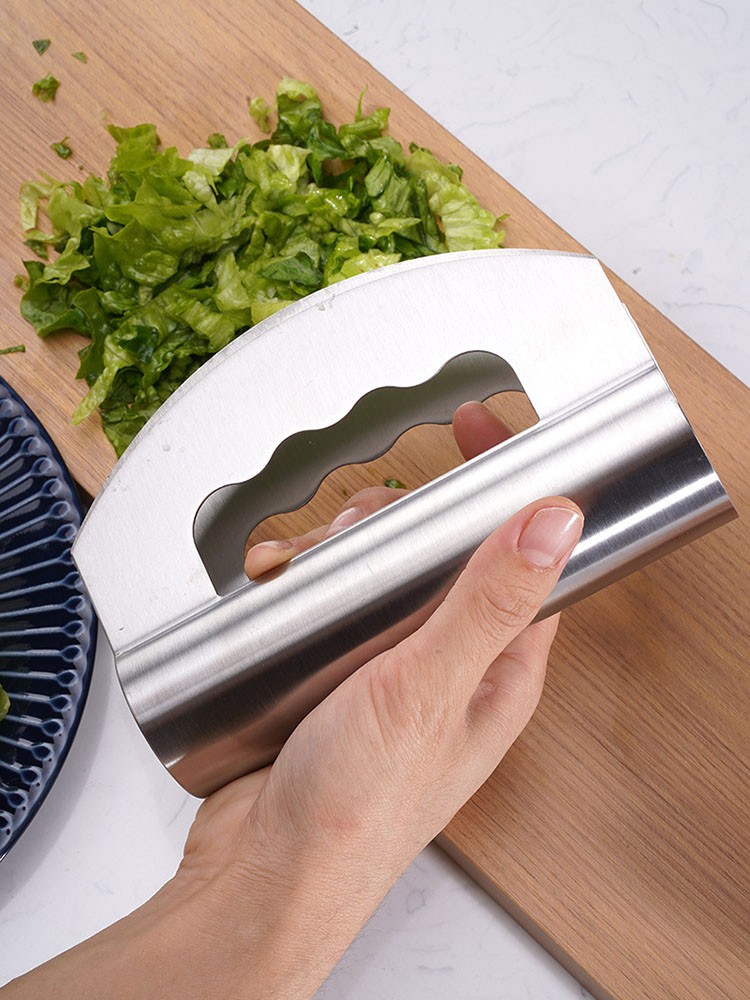 Salad Chopper Stainless Steel Double Blade Cheese Lettuce Vegetable Cutter Vanilla Knife Sharp Edge Mincer Kitchen Gadget