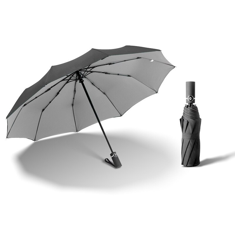 Starke Wind Beständig Doppel Voll-automatische Regenschirm Falten 10K Große Glasfaser Sonnenschirm Regen Für Frauen Männer Geschäft Regenschirme: grau