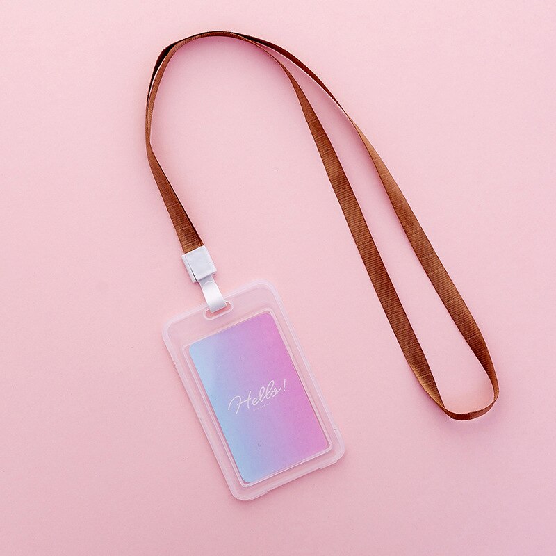 16 Styles Lovely Transparent ID Card Badge Holder Practical Kids Student Use Name ID Card Case Cover With Long Lanyard