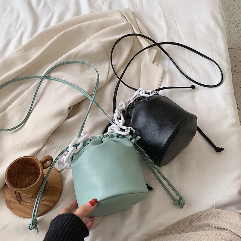 Petit cordon seau sacs pour femmes épaule sac à bandoulière femme sacs à main et sacs à main dame couleur unie sac à main