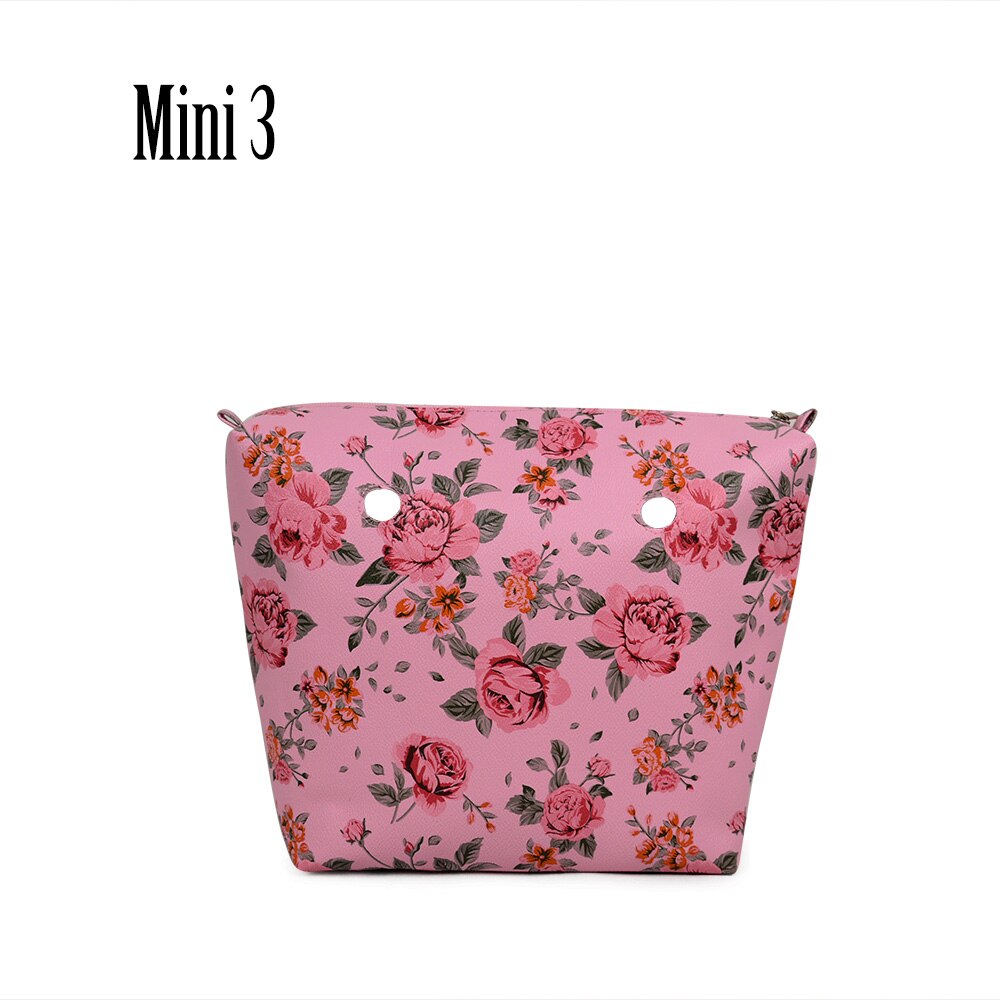 Inner Zipper Pocket Floral PU Leather Lining Waterproof Insert for Big Classic Mini Obag EVA O BAG Women Handbag: Mini 3