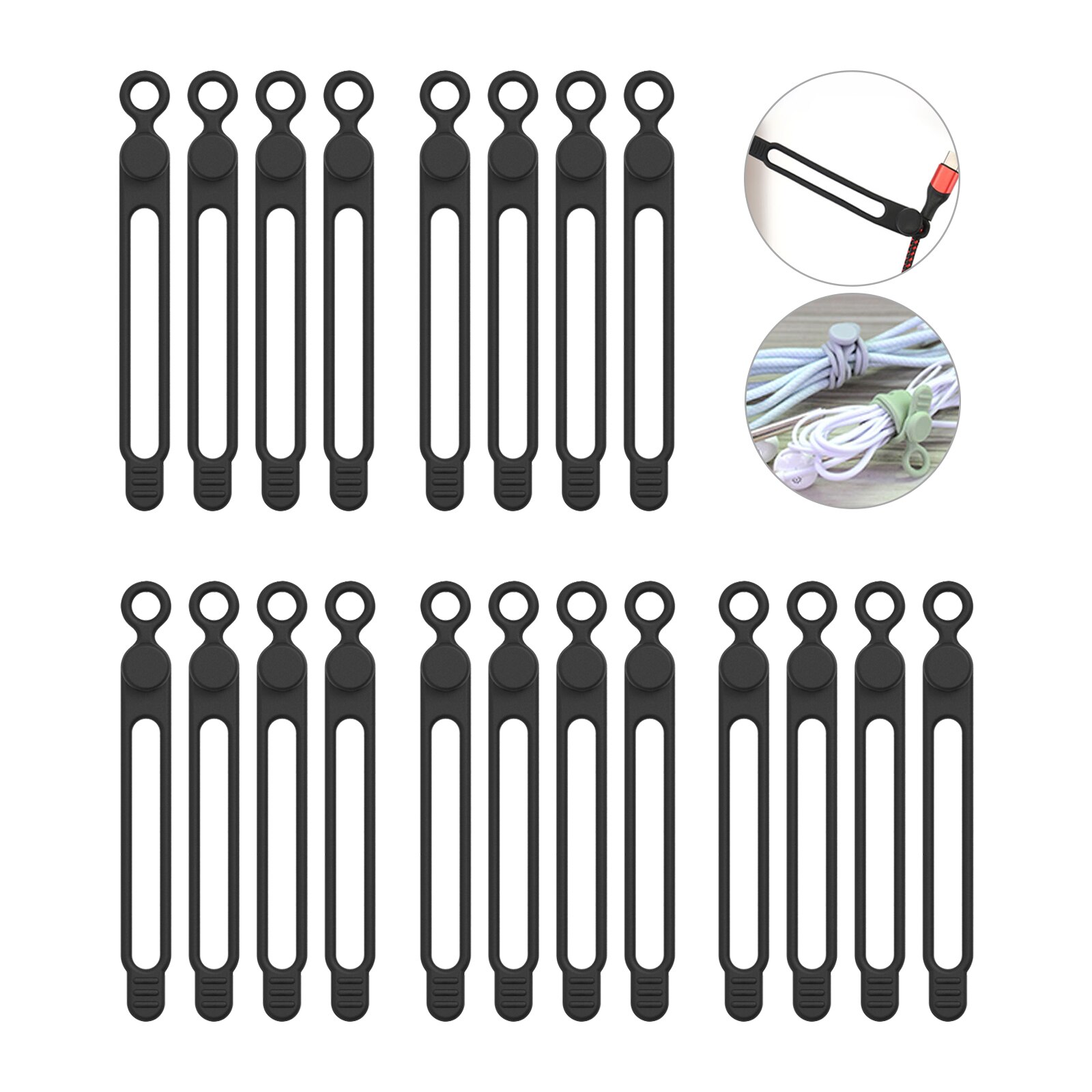 UMUST Bridas para cables de silicona, organizador de cables, correas para cables, bridas para cables reutilizables, organizador de cables de viaje, bonita brida elástica, bridas para cables: Oro