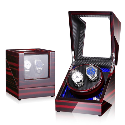 Devanadera de reloj mecánico con pantalla LED, soporte de caja de almacenamiento de joyería, agitador de Motor, rotador automático silencioso, 5 modos: Morado