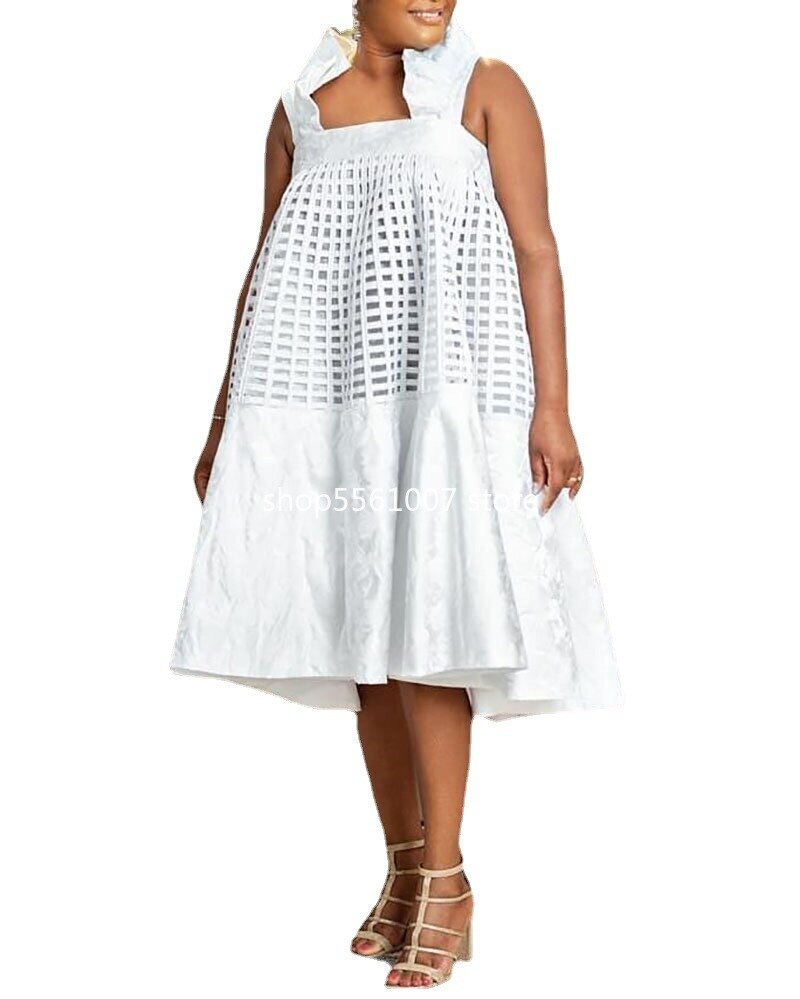 African Women Summer White Plus Size Dress African Dresses for Women