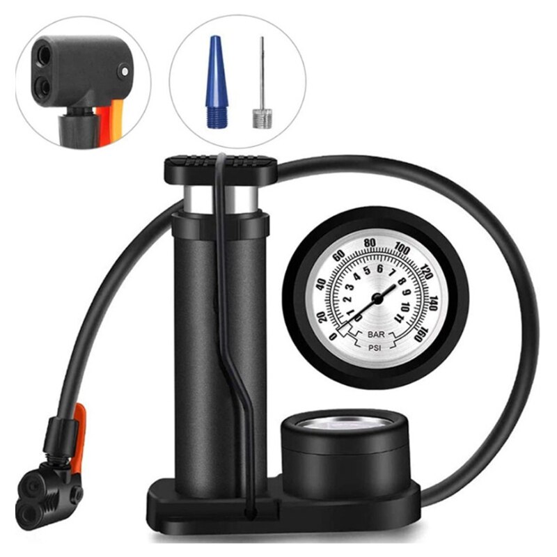 Bike Floor Pump - High Pressure 160PSI - Presta Val-ve Bike Pump Automatically Switches to Schrader for Road, MTB &amp; BMX: black