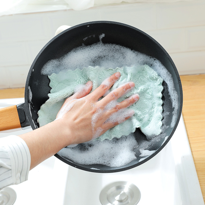 Water Absorbent Dishcloth Thickened Wipes Microfiber Tablecloth Kitchen Accessories Tools Towel Cleaning Cloth