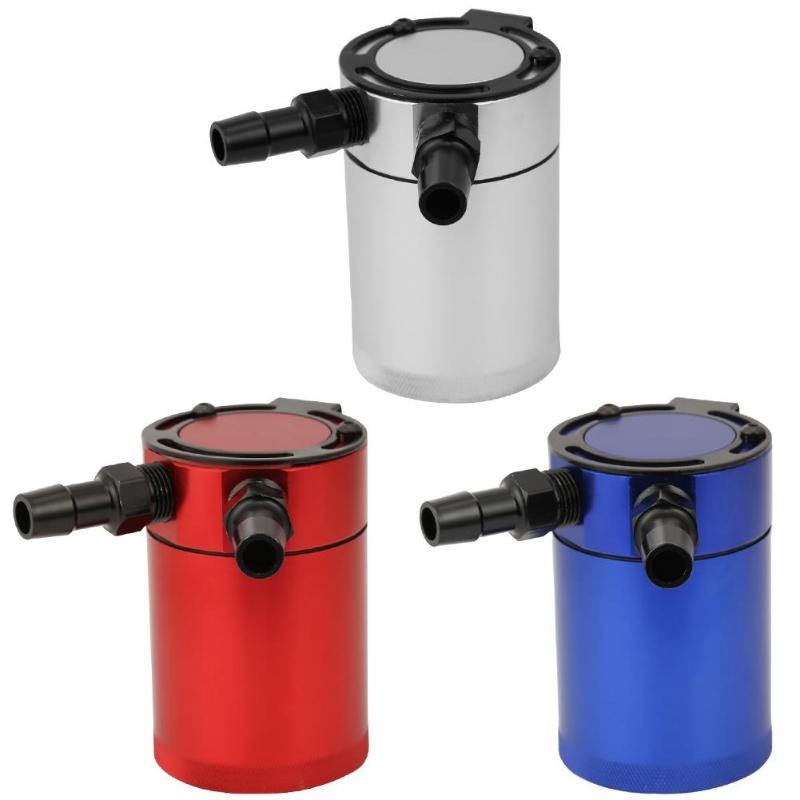 Universal 2-Port Aluminum Permeability Oil Pot Catch Can Reservoir Fuel Tank Baffled 94.7*62 mm