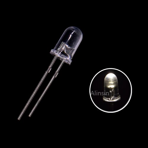 100Pcs F5 5Mm Led Light Emitting Diode Wit Rood Blauw Groen Geel Roze Kleur Lamp Lamp 2V 3V Pcb: white