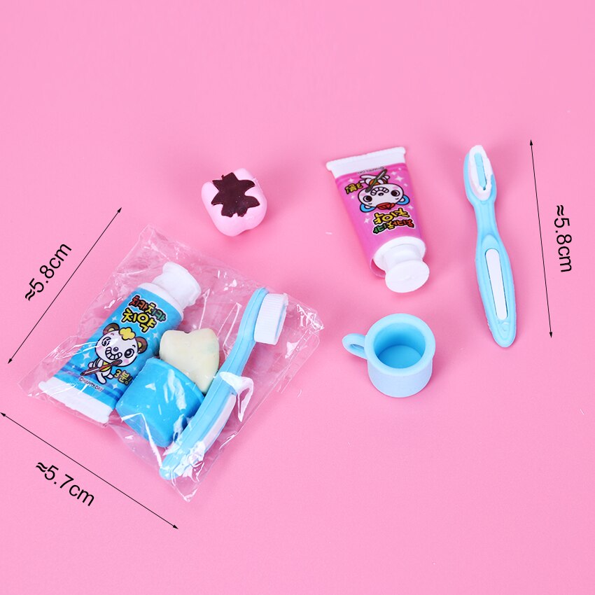4 PCS/Set Gomas De Borrar Lovely Koubei Expression of Toothpaste Teeth Correction Supplies Eraser Removable Rubber Polishing