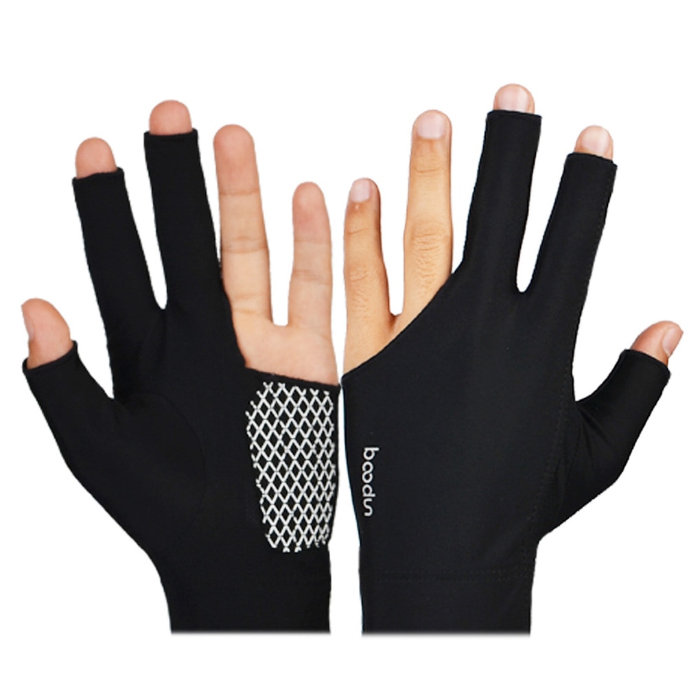 BOODUN-guantes de LICRA para jugar bolas de billar, antideslizantes, suaves, transpirables, 3 dedos