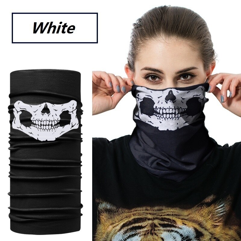 Luftvåben kranium rørformet beskyttende støvmaske bandana motorcykel ridning polyester tørklæde ansigt hals varmere maske: Hvid