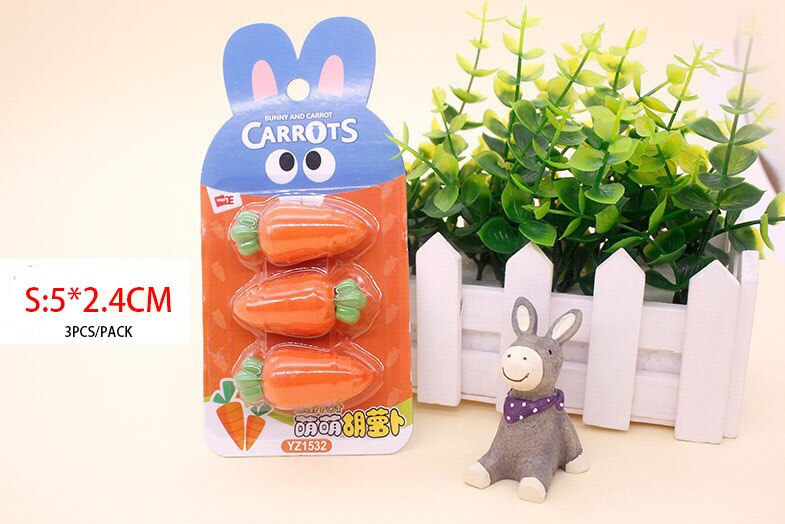 1Pack Children baby shy carrot eraser big eye cute carrot box rubber stationery school office supply: S