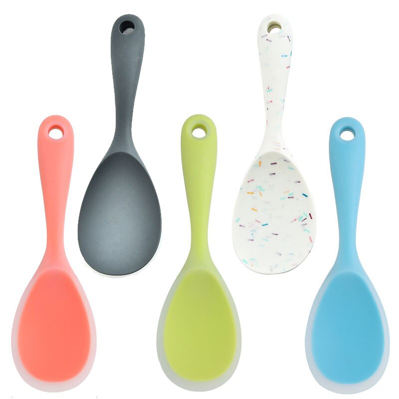 Utensilios de cocina de silicona para arroz, cucharillas accesorios de cocina de mango largo, resistente al calor sartén antiadherente, translúcido, 1 Uds.