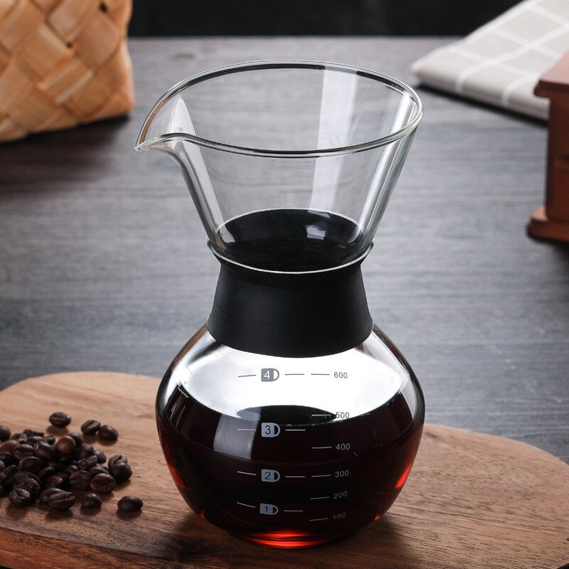 Glass Coffee Kettle with Stainless Steel Filter Drip Brewing Brewer Coffee Pot Dripper Barista Pour Over Coffee Maker WF