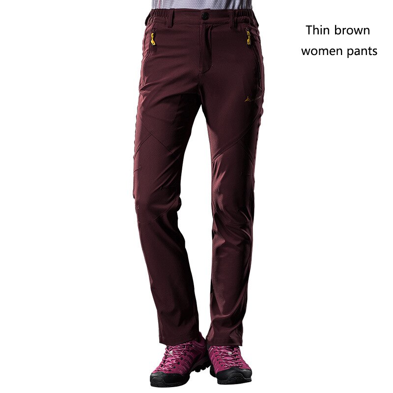 Le donne sottili pantaloni da trekking impermeabili antivento pantaloni outdoor primavera per il Campeggio Arrampicata Sci Pantaloni Da Trekking: Brown / XL