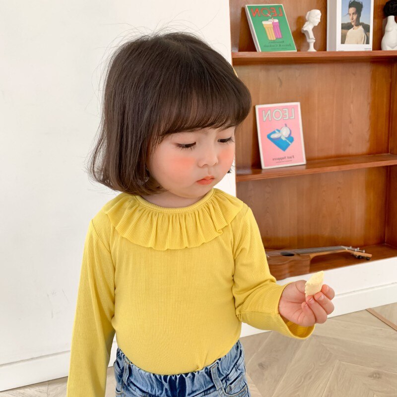 Herfst Baby Meisjes Blouse Stretch Top Kinderen Kids Lange Mouw Meisjes Kraag Onder Shirt Mode Lente Meisjes Tops: Y / 90