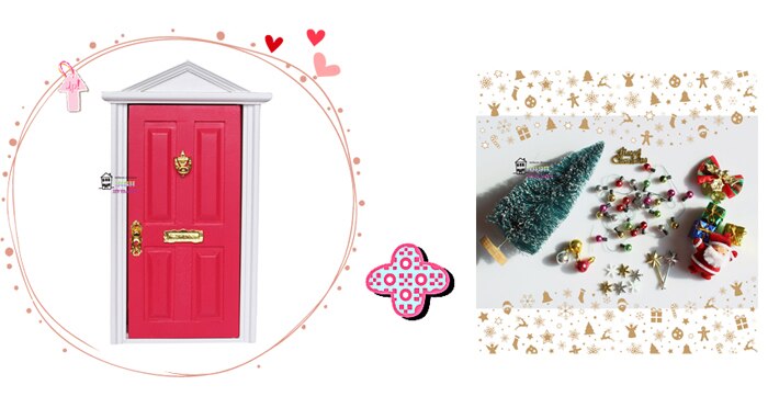 Casa delle bambole in miniatura 1:12 Fata Porta Al di Fuori aperto Bambole di Ricambio e Buon Natale accessori 5 colori