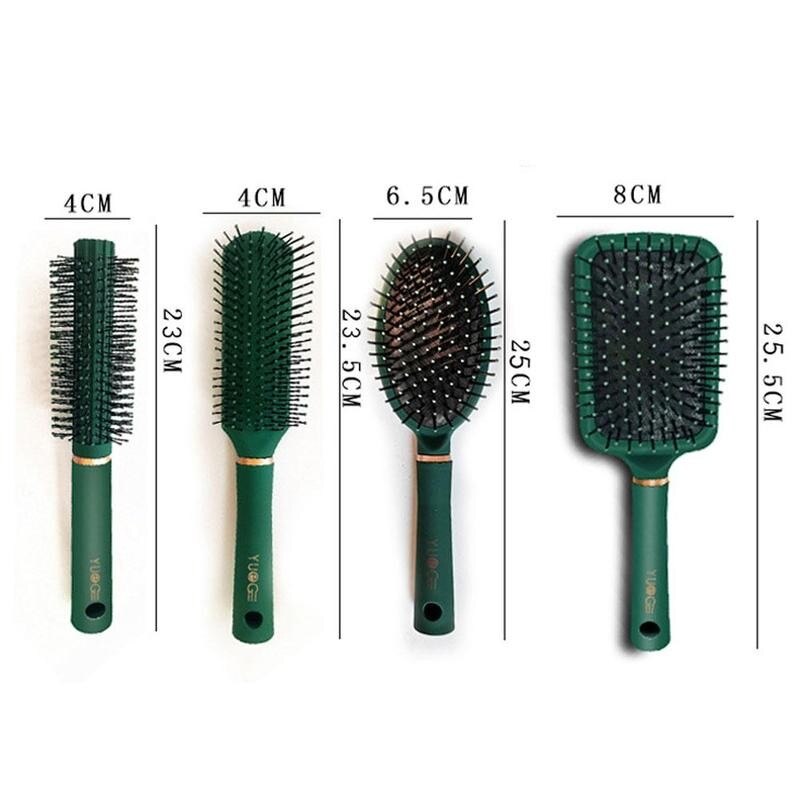 Masaje peine de Airbag mojado y secador de pelo de bolsa de aire peines y cepillos Retro verde oscuro mujer rizado cepillo desenredante chicas suave cepillo de pelo