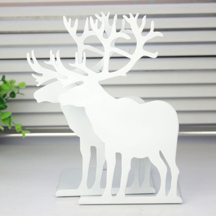 Sujetalibros de Metal de ciervo, soporte de extremo decorativo para libros, blanco, negro, azul, alce rojo, 2 unidades/par